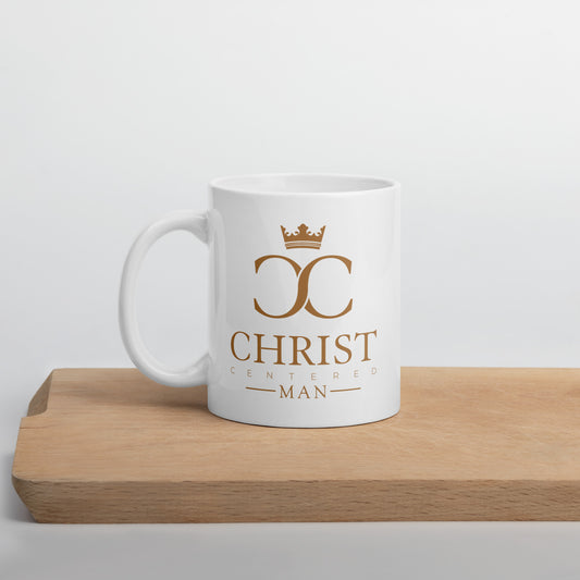 Christ Centered Man (Tan) - White glossy mug