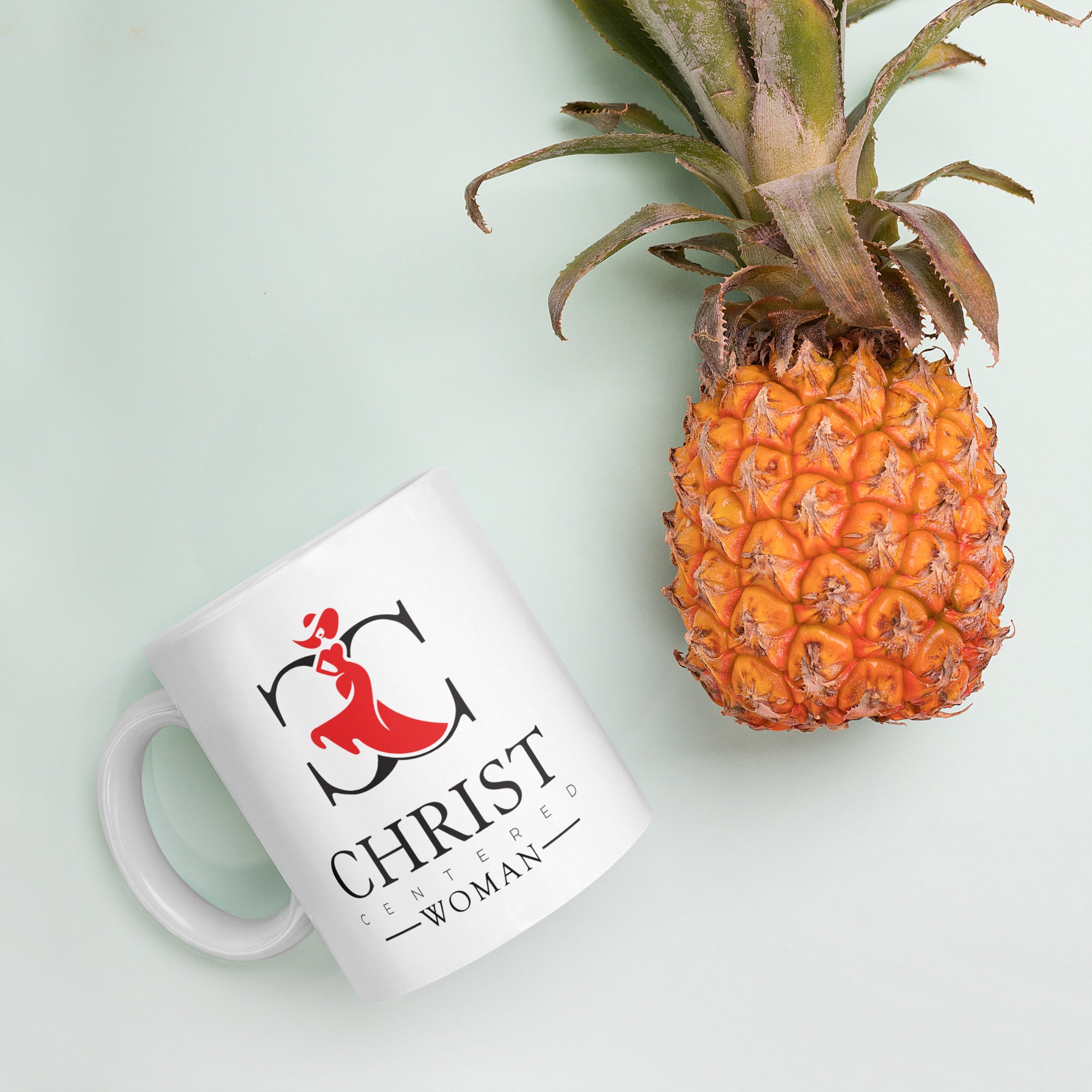 Christ Centered Woman (Red) - White glossy mug