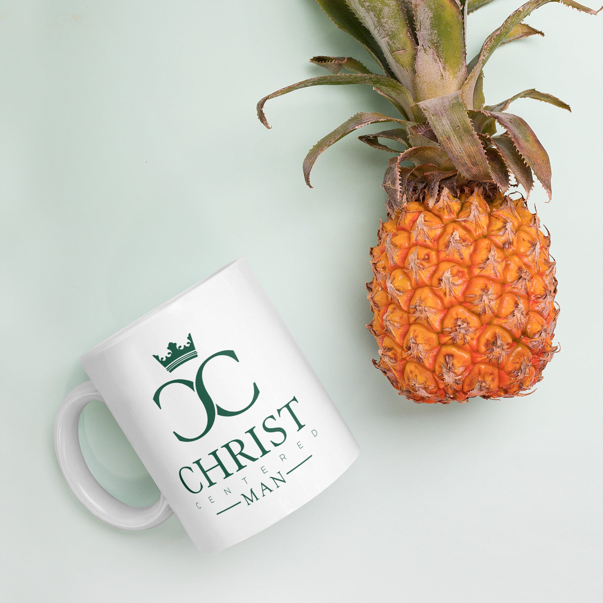 Christ Centered Man (Green) - White glossy mug